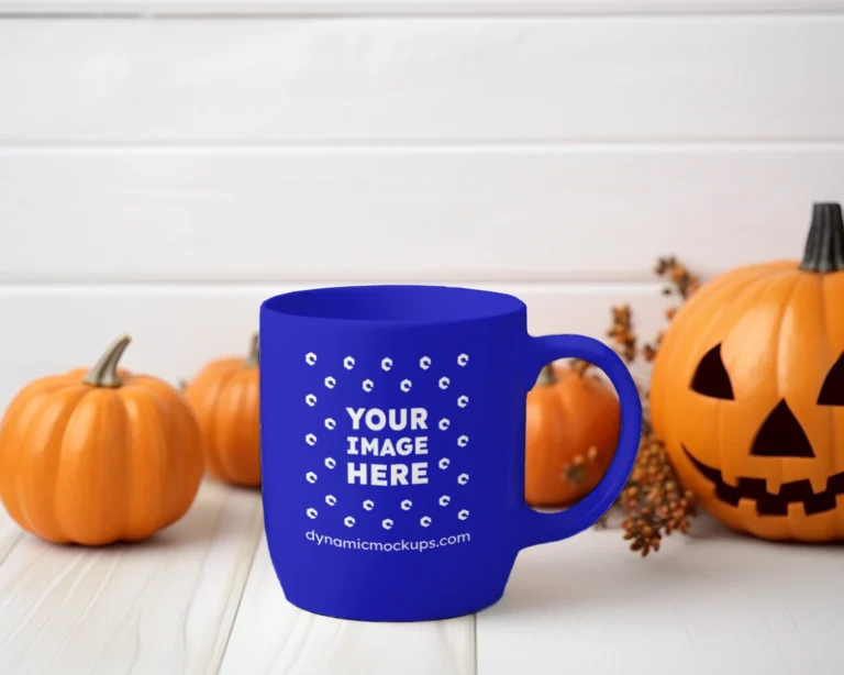 11oz Blank Blue Ceramic Coffee Mug Mockup Template
