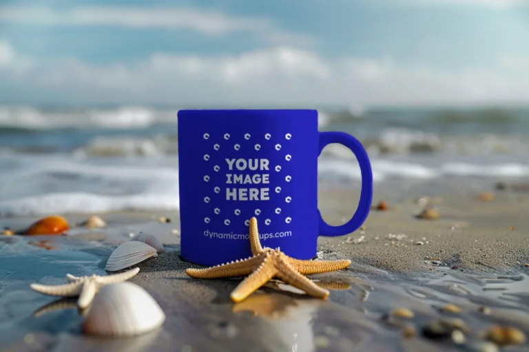 11oz Blank Blue Ceramic Coffee Mug Mockup Template
