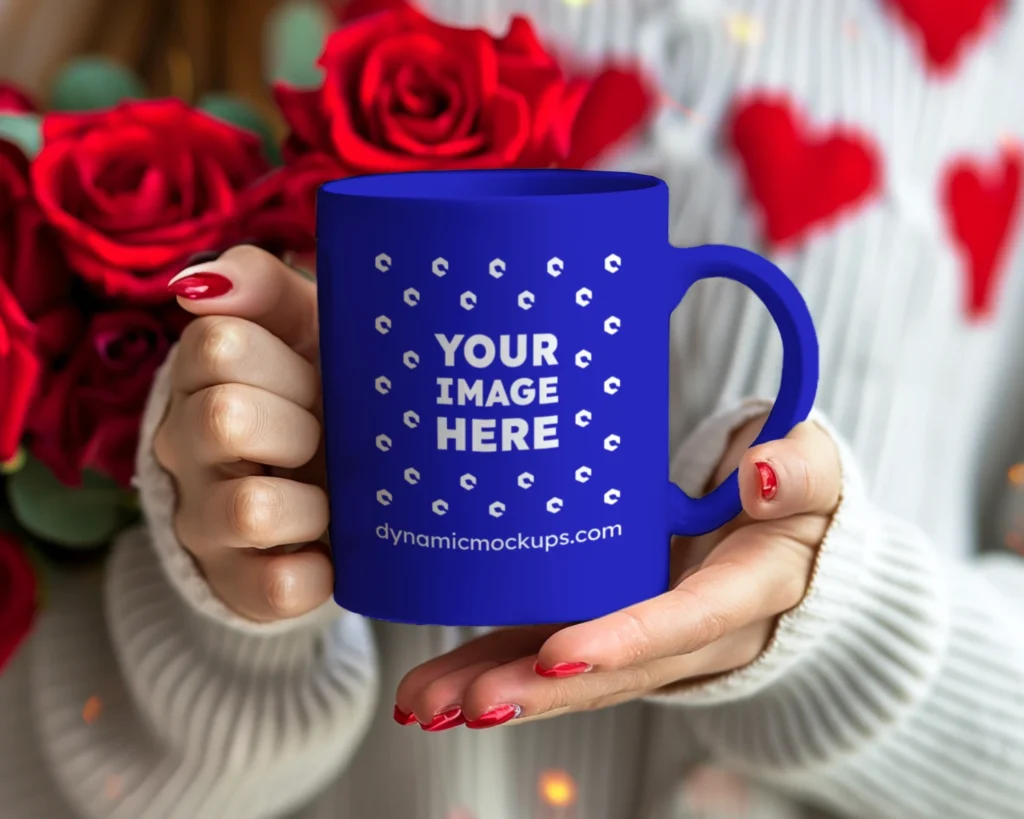11oz Blank Blue Ceramic Coffee Mug Mockup Template