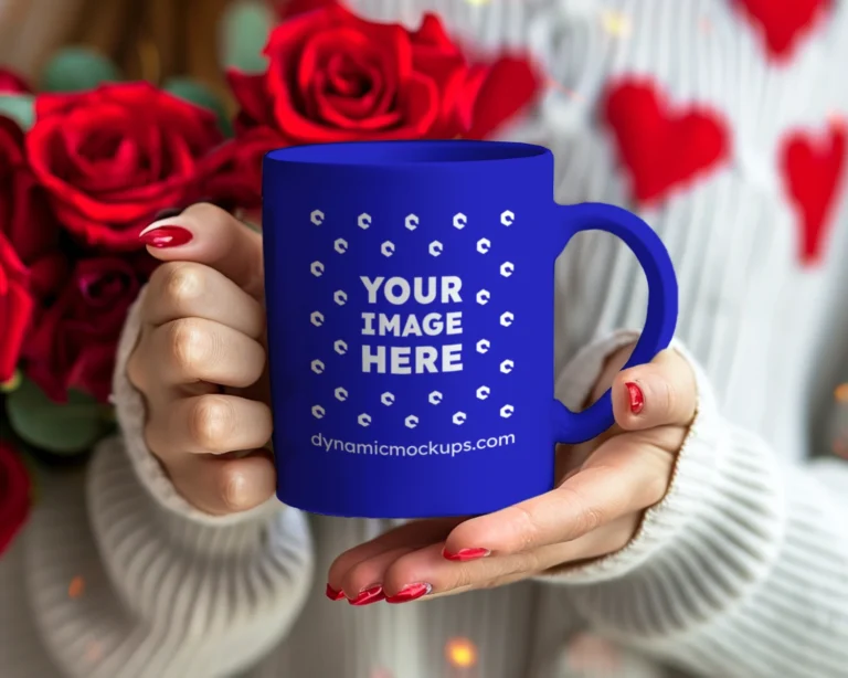11oz Blank Blue Ceramic Coffee Mug Mockup Template