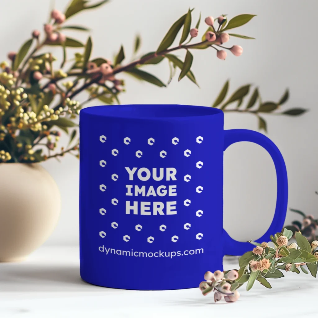 11oz Blank Blue Ceramic Coffee Mug Mockup Template