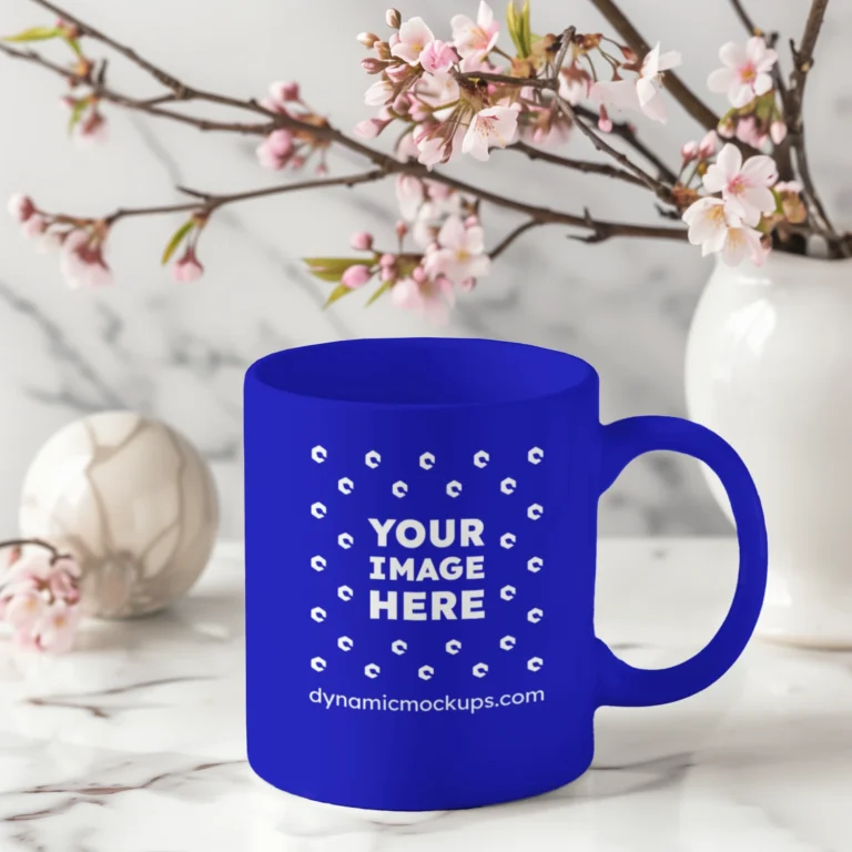 11oz Blank Blue Ceramic Coffee Mug Mockup Template