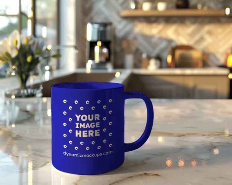 11oz Blank Blue Ceramic Coffee Mug Mockup Template