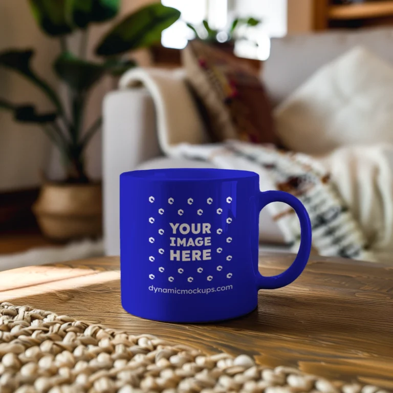 11oz Blank Blue Ceramic Coffee Mug Mockup Template