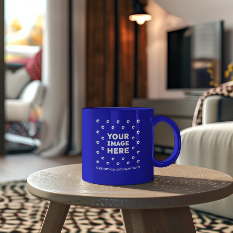 11oz Blank Blue Ceramic Coffee Mug Mockup Template