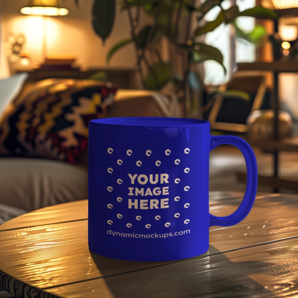11oz Blank Blue Ceramic Coffee Mug Mockup Template