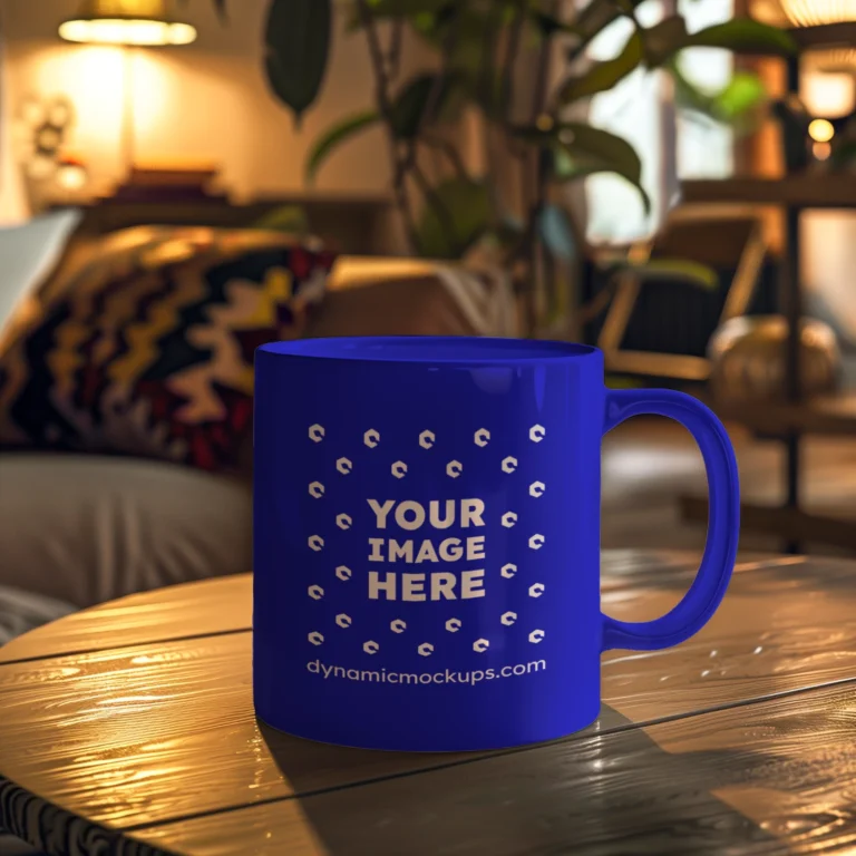 11oz Blank Blue Ceramic Coffee Mug Mockup Template