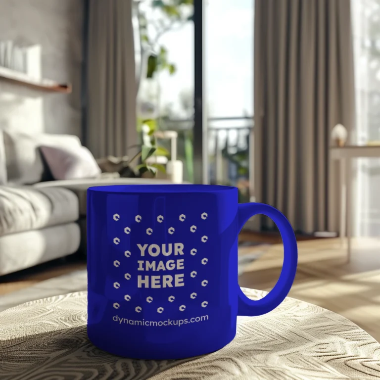 11oz Blank Blue Ceramic Coffee Mug Mockup Template