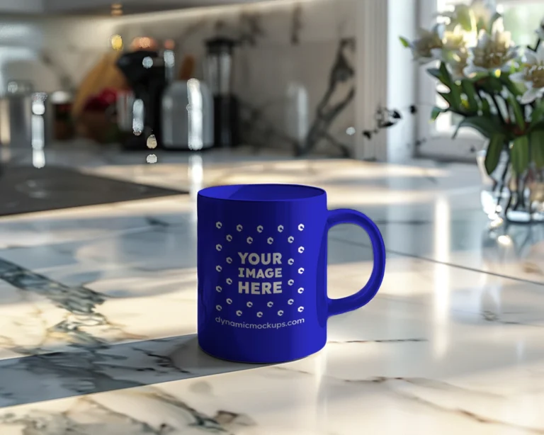 11oz Blank Blue Ceramic Coffee Mug Mockup Template