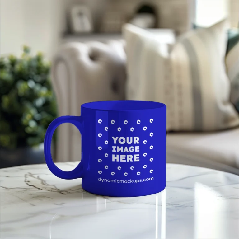 11oz Blank Blue Ceramic Coffee Mug Mockup Template