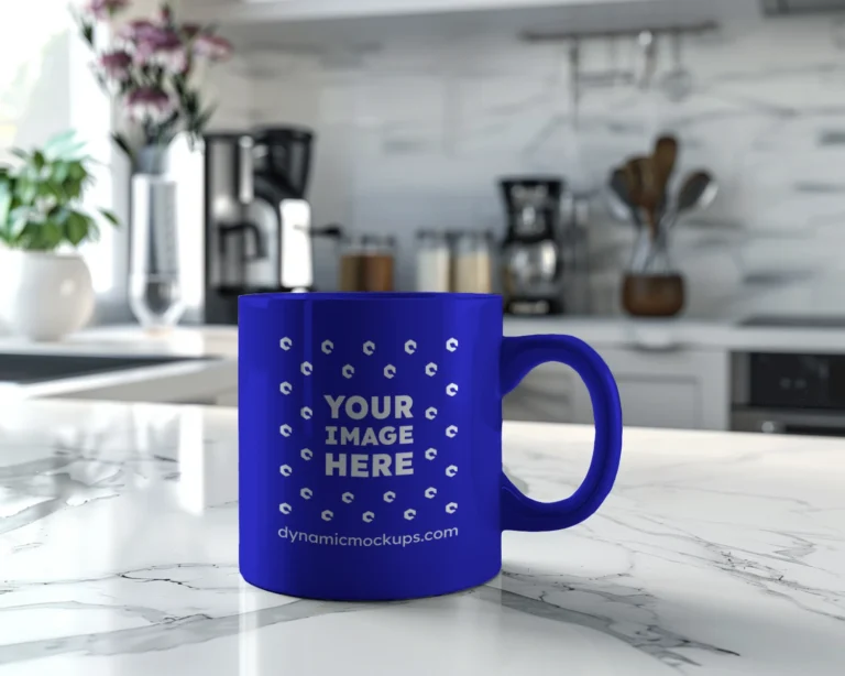 11oz Blank Blue Ceramic Coffee Mug Mockup Template
