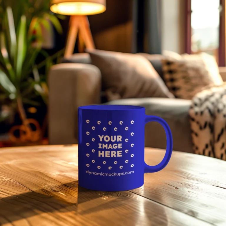 11oz Blank Blue Ceramic Coffee Mug Mockup Template