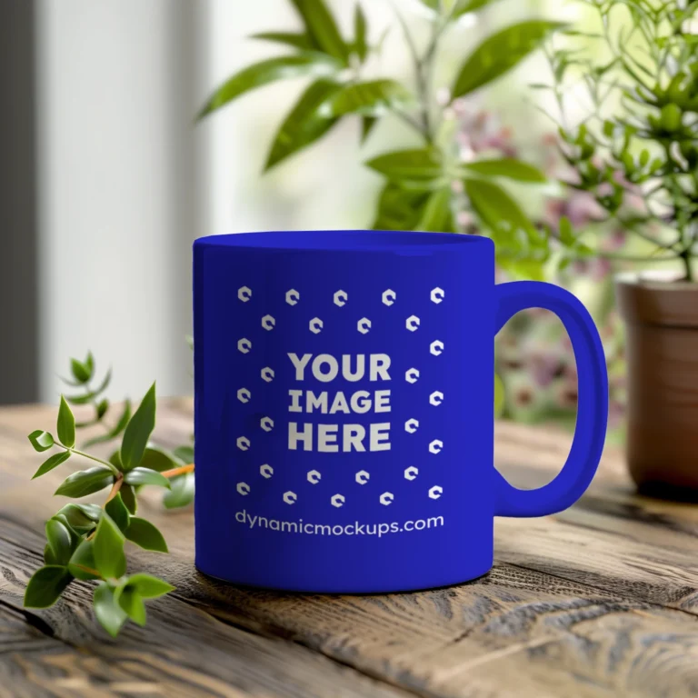 11oz Blank Blue Ceramic Coffee Mug Mockup Template