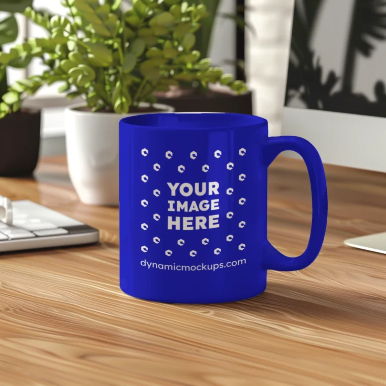 11oz Blank Blue Ceramic Coffee Mug Mockup Template