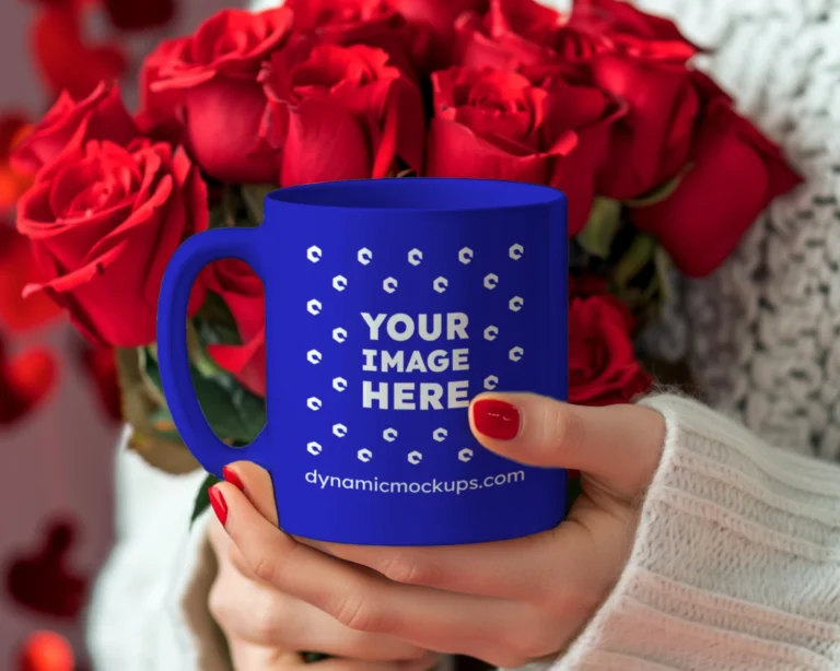 11oz Blank Blue Ceramic Coffee Mug Mockup Template