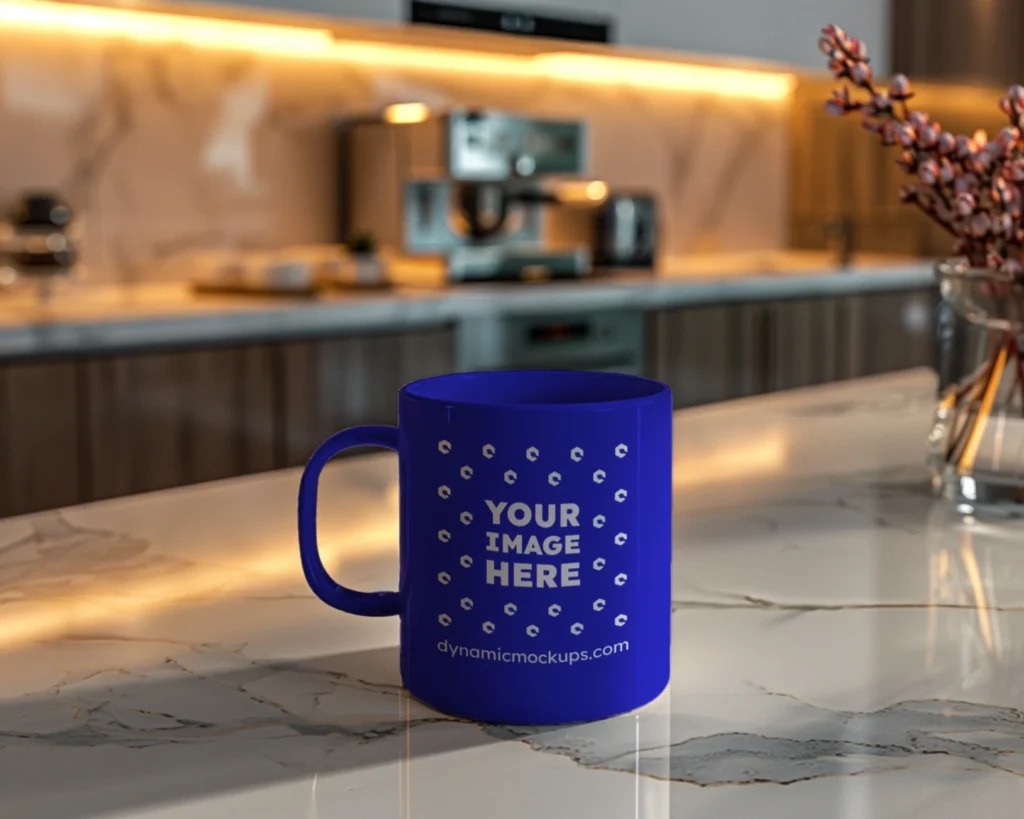 11oz Blank Blue Ceramic Coffee Mug Mockup Template