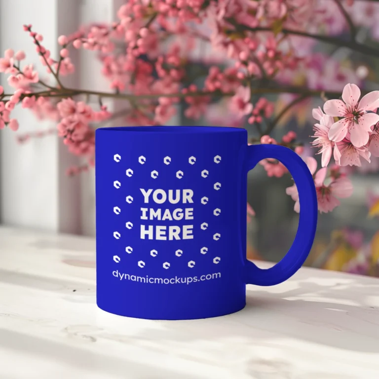 11oz Blank Blue Ceramic Coffee Mug Mockup Template