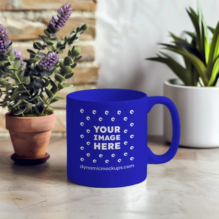 11oz Blank Blue Ceramic Coffee Mug Mockup Template