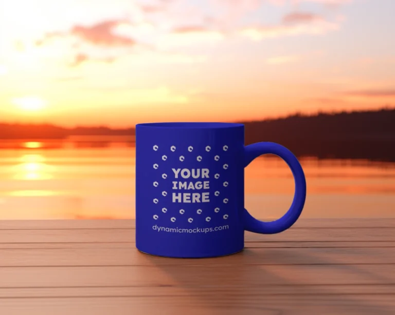 11oz Blank Blue Ceramic Coffee Mug Mockup Template
