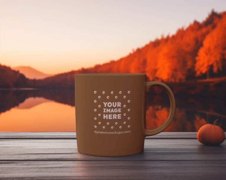 11oz Blank Brown Ceramic Coffee Mug Mockup Template