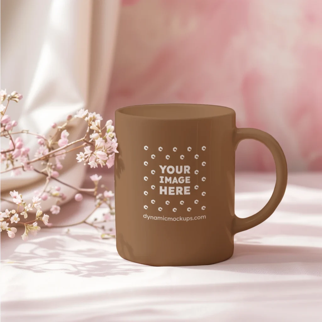 11oz Blank Brown Ceramic Coffee Mug Mockup Template