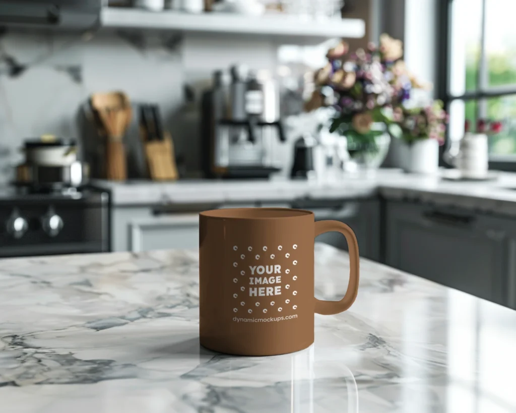 11oz Blank Brown Ceramic Coffee Mug Mockup Template