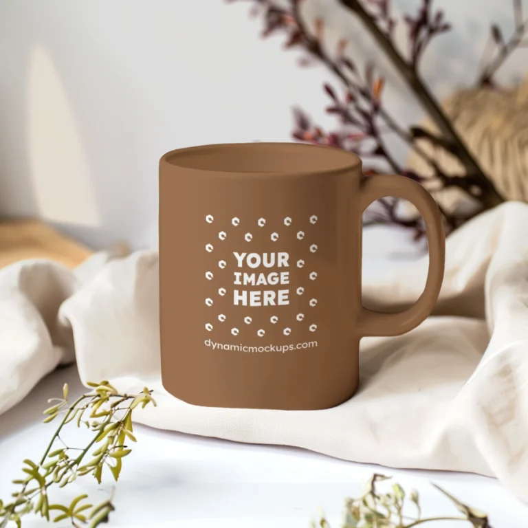 11oz Blank Brown Ceramic Coffee Mug Mockup Template