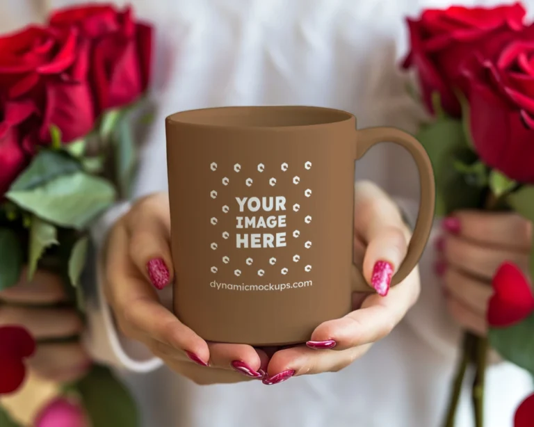 11oz Blank Brown Ceramic Coffee Mug Mockup Template