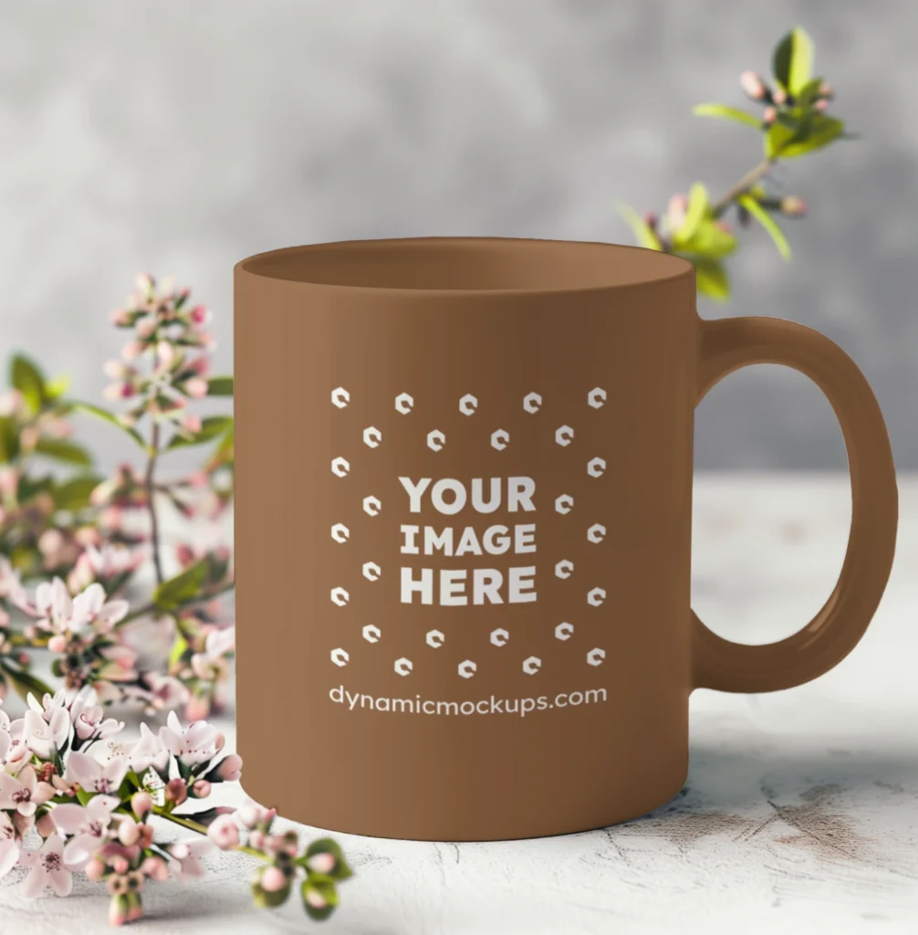 11oz Blank Brown Ceramic Coffee Mug Mockup Template