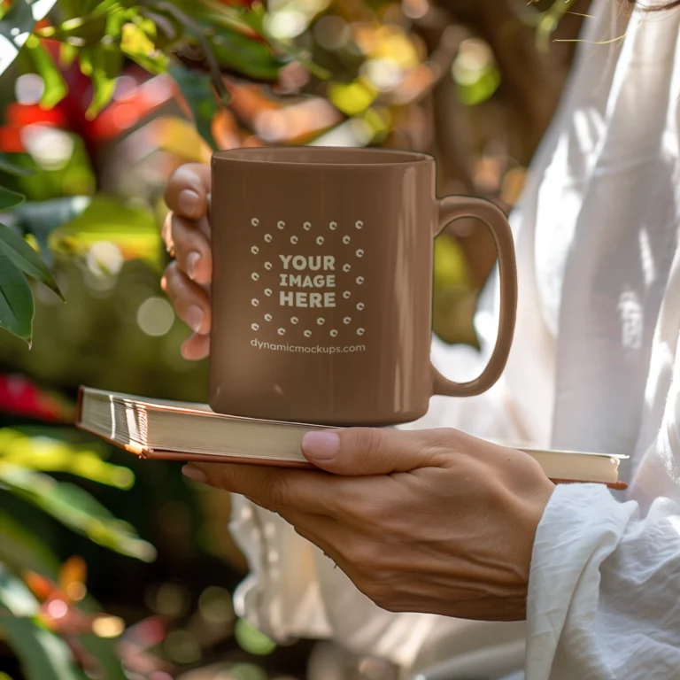 11oz Blank Brown Ceramic Coffee Mug Mockup Template