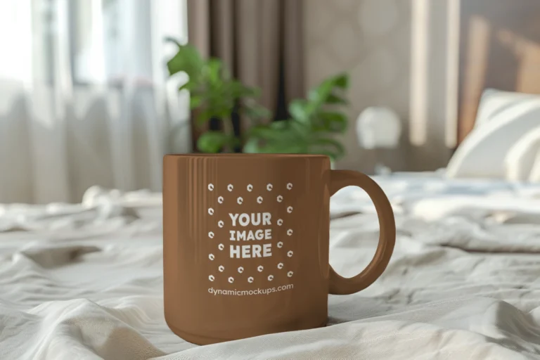 11oz Blank Brown Ceramic Coffee Mug Mockup Template