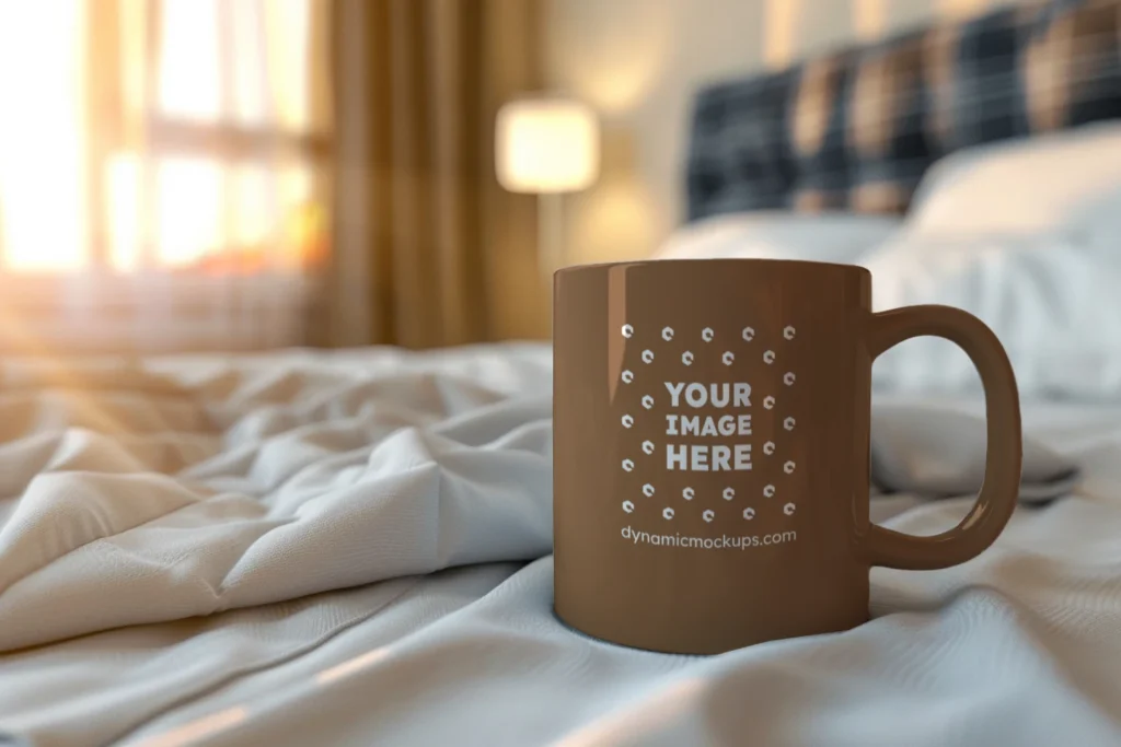 11oz Blank Brown Ceramic Coffee Mug Mockup Template