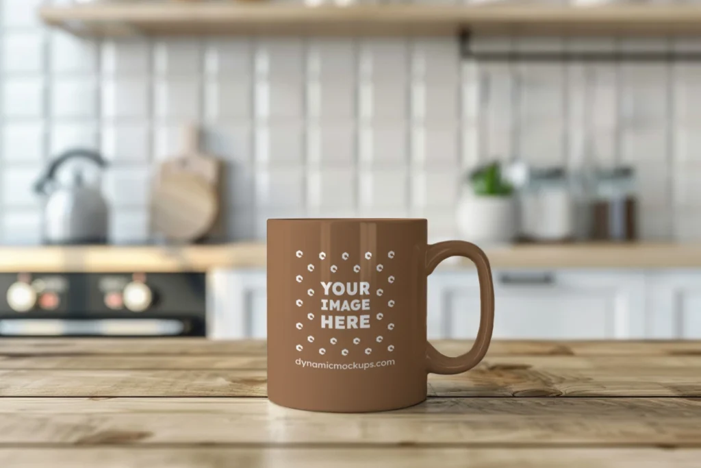 11oz Blank Brown Ceramic Coffee Mug Mockup Template