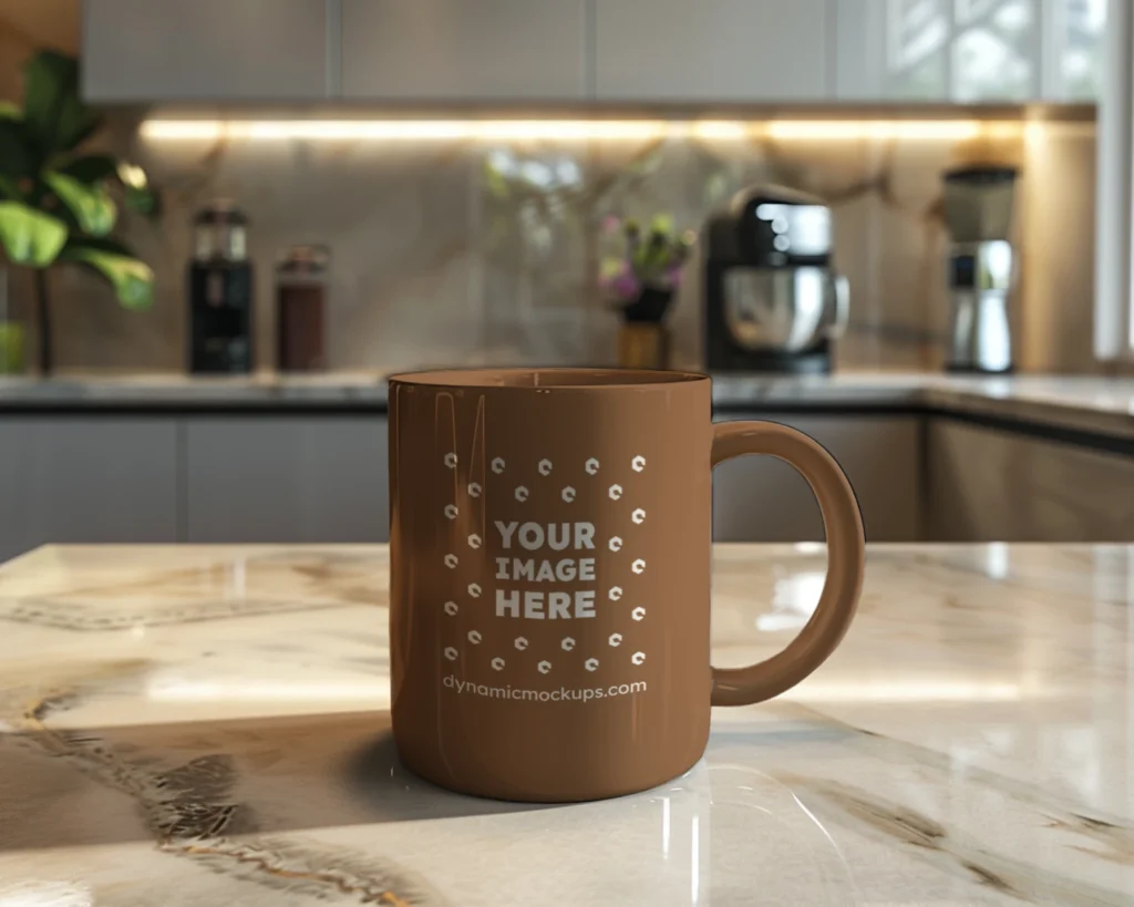 11oz Blank Brown Ceramic Coffee Mug Mockup Template