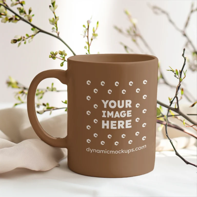 11oz Blank Brown Ceramic Coffee Mug Mockup Template