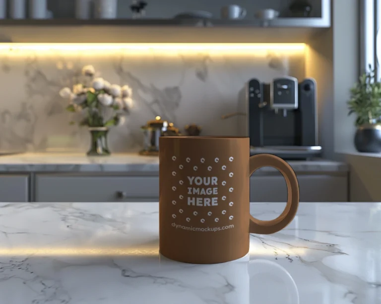 11oz Blank Brown Ceramic Coffee Mug Mockup Template