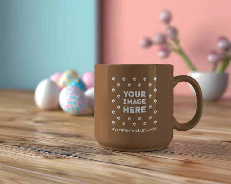 11oz Blank Brown Ceramic Coffee Mug Mockup Template