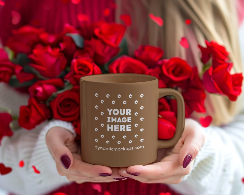 11oz Blank Brown Ceramic Coffee Mug Mockup Template