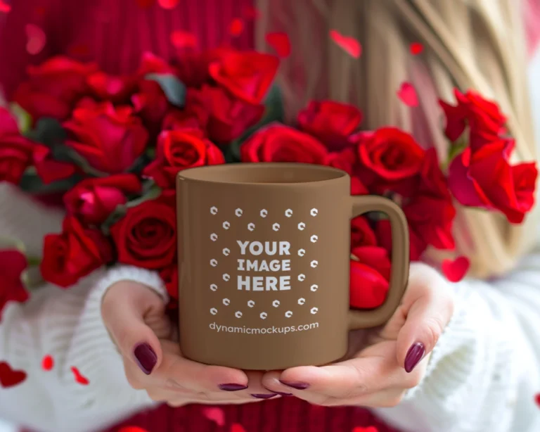 11oz Blank Brown Ceramic Coffee Mug Mockup Template