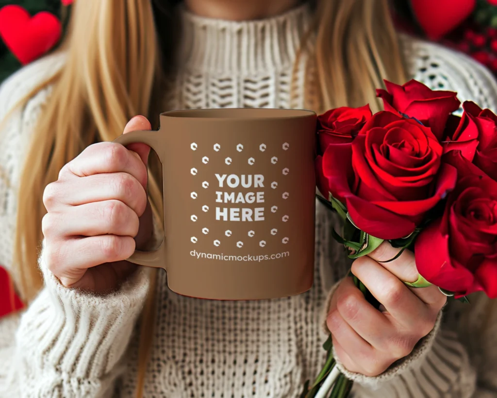11oz Blank Brown Ceramic Coffee Mug Mockup Template