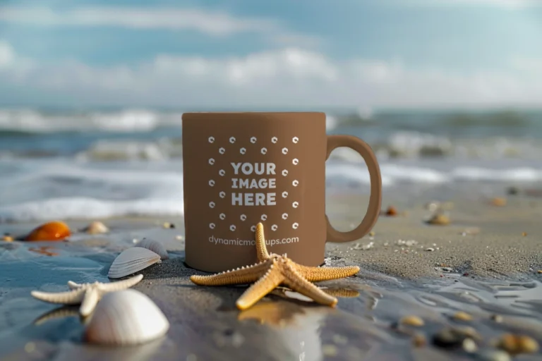 11oz Blank Brown Ceramic Coffee Mug Mockup Template