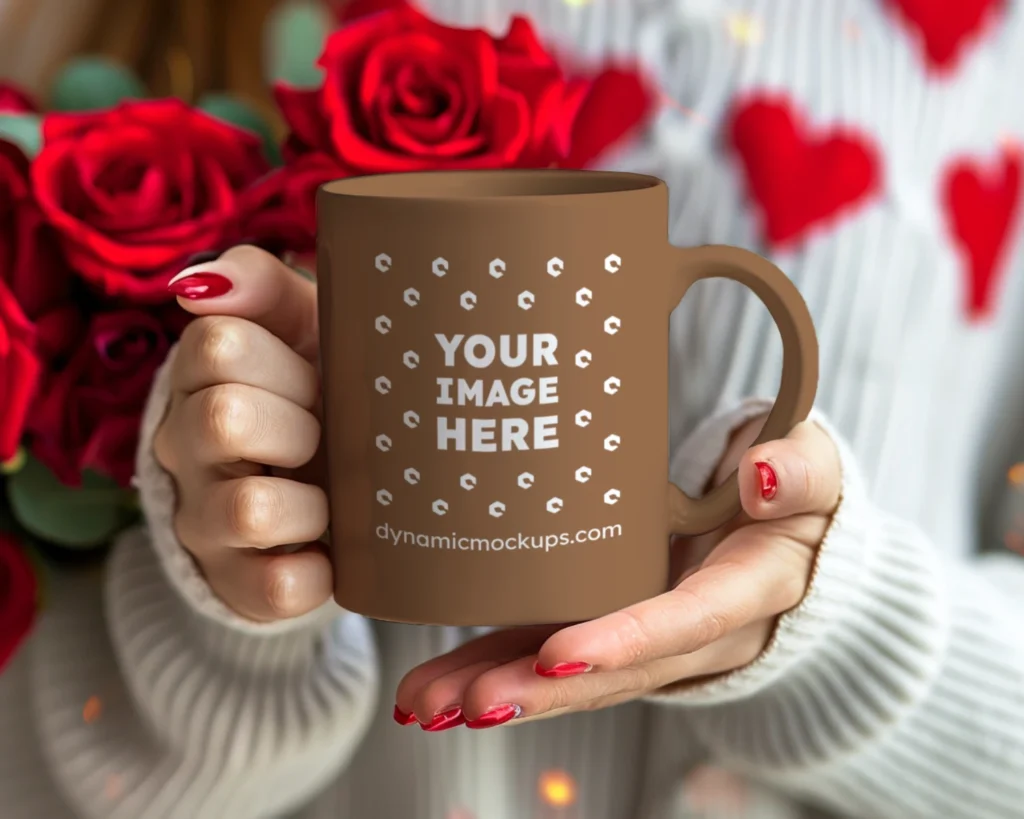 11oz Blank Brown Ceramic Coffee Mug Mockup Template