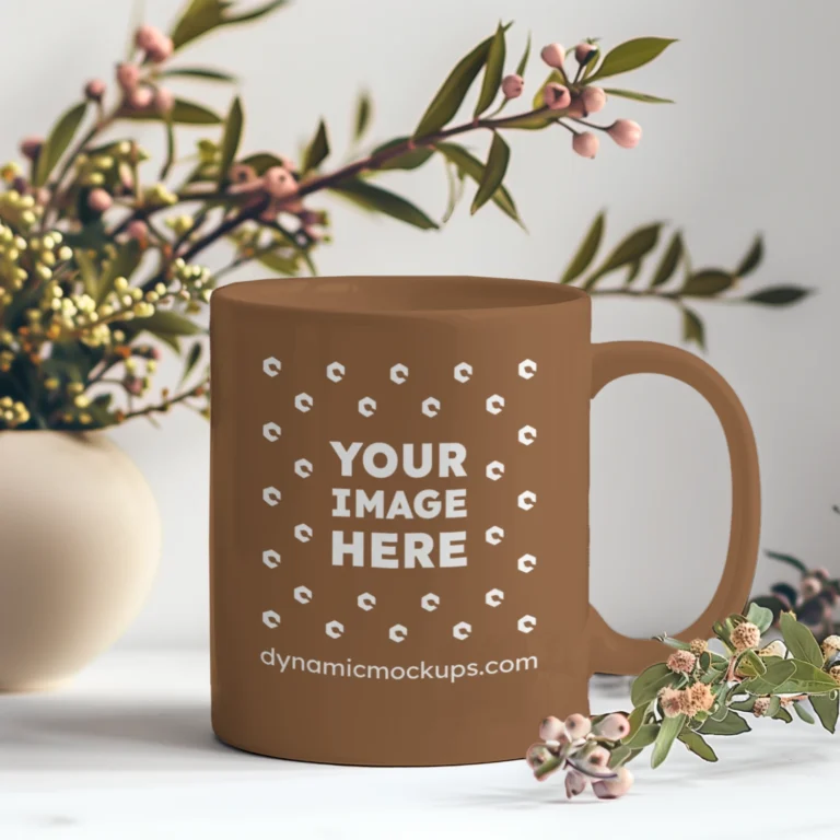 11oz Blank Brown Ceramic Coffee Mug Mockup Template