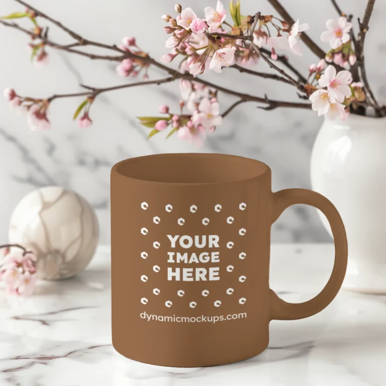11oz Blank Brown Ceramic Coffee Mug Mockup Template