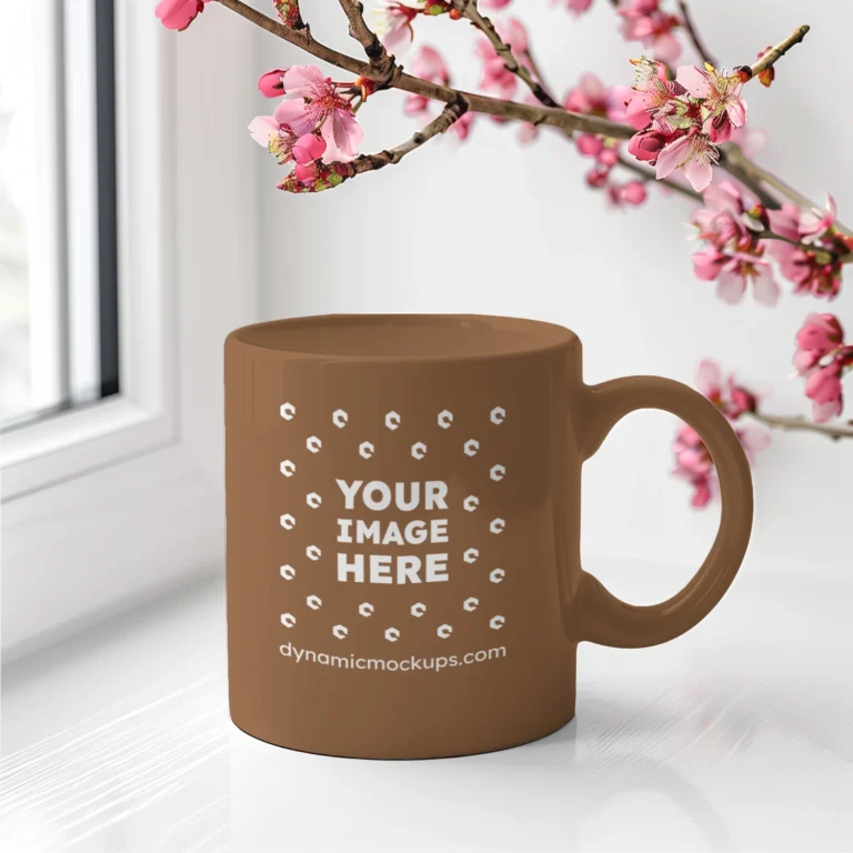 11oz Blank Brown Ceramic Coffee Mug Mockup Template