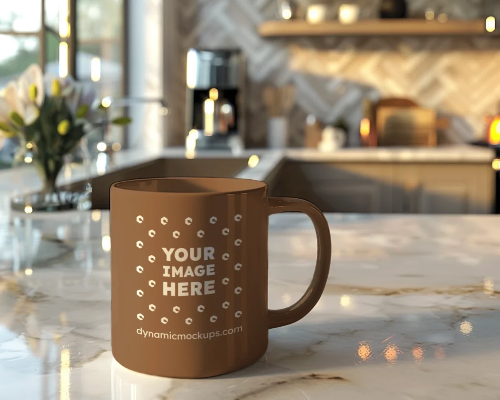 11oz Blank Brown Ceramic Coffee Mug Mockup Template