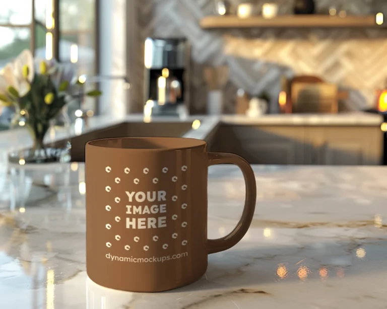 11oz Blank Brown Ceramic Coffee Mug Mockup Template