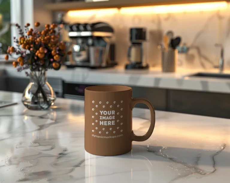 11oz Blank Brown Ceramic Coffee Mug Mockup Template