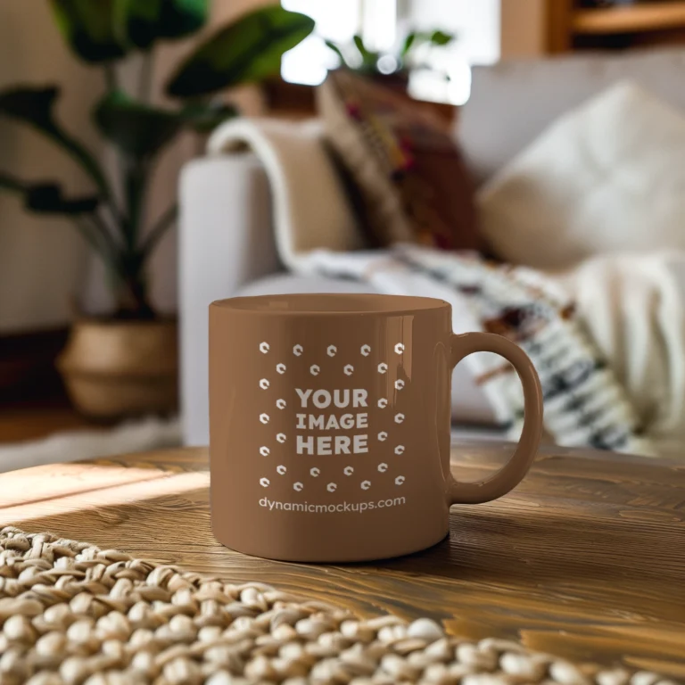 11oz Blank Brown Ceramic Coffee Mug Mockup Template