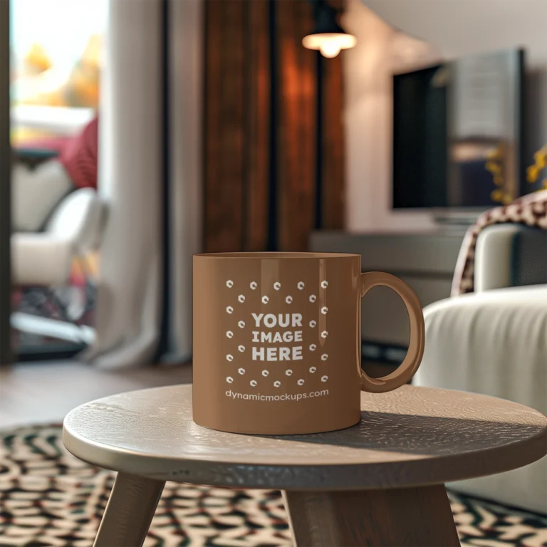 11oz Blank Brown Ceramic Coffee Mug Mockup Template